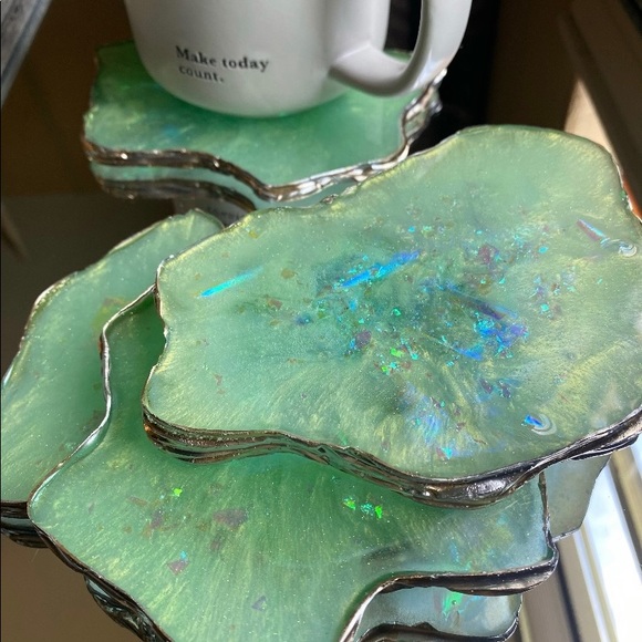 Other - Sparkley Mint Resin Coasters.
